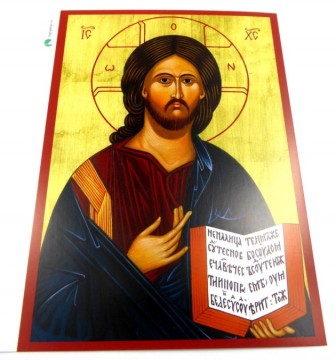 Ikonkort med Kristus , motiv fra norsk kloster.