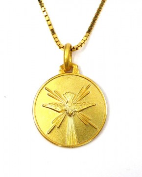 Gullforgylt sølv medaljong med Freds Due,Hellig Ånd symbolikk (A) 